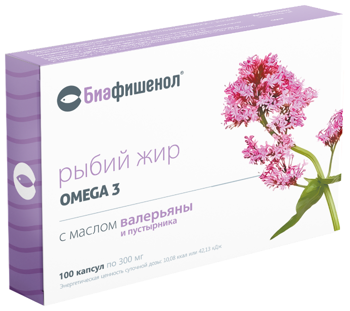 Рыбный жир с экстр. пустырника и валерианы, капс №100