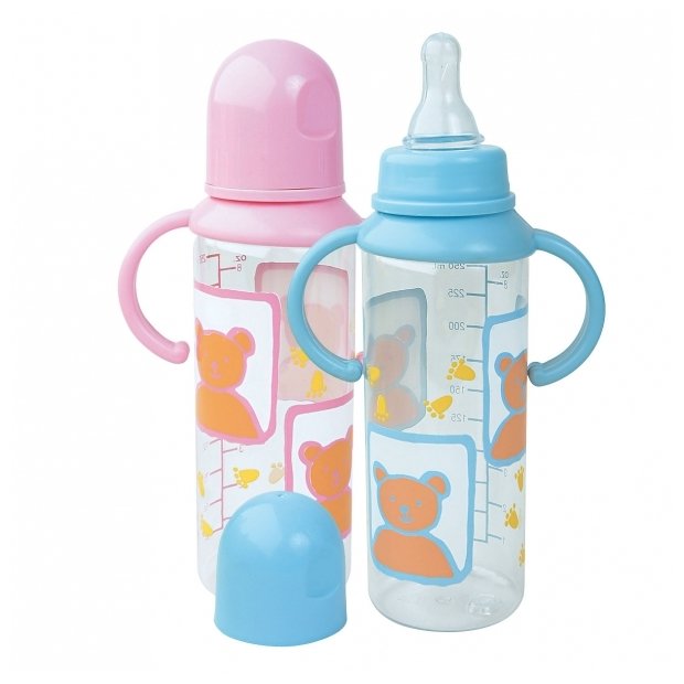 11005 Бутылочка с ручками, 250мл силиконовой соской 6+